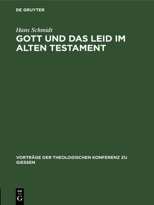 cover image of Gott und das Leid im Alten Testament